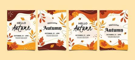 collection d'invitations florales d'automne vecteur