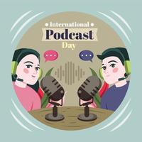 modèle d'arrière-plan de la journée internationale du podcast vecteur