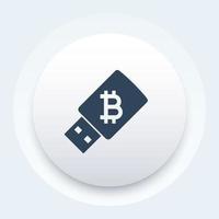 portefeuille bitcoin sur clé usb vecteur