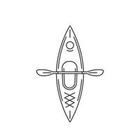 Vue de dessus de kayak, illustration vectorielle de style de ligne vecteur