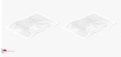 ensemble de deux réaliste carte de Monaco avec ombre. le drapeau et carte de Monaco dans isométrique style. vecteur