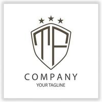 tf logo monogramme avec bouclier forme isolé noir couleurs sur contour conception modèle prime élégant modèle vecteur eps dix