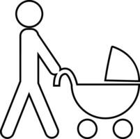 père et enfant famille icône solide dans ligne branché style. content peu famille pour Assurance symbole avec mère bébé balançoire signe. chariot conception isolé sur transparent Contexte. vecteur applications, site Internet