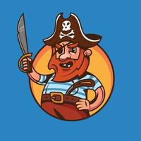 capitaine de navire borgne. art conceptuel pirate en style cartoon. vecteur