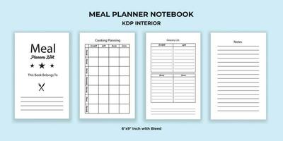 repas planificateur carnet kdp intérieur vecteur