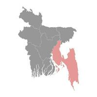 chittagong division carte, administratif division de Bangladesh. vecteur