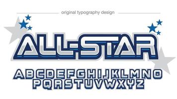 typographie de sport de jeu 3d chrome bleu vecteur