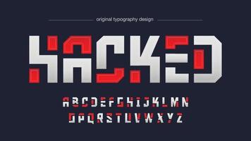 typographie sportive futuriste argent et rouge vecteur