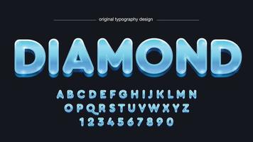 typographie de dessin animé 3d arrondi bleu brillant vecteur