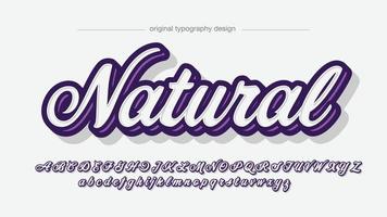 typographie cursive 3d violet et blanc