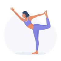 femme pratiquant yoga pose. svelte sportif Jeune fille Faire yoga, aptitude des exercices. la personne exercice dans tenue de sport et yoga pantalon. en bonne santé mode de vie vecteur