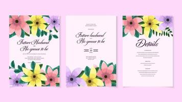 mariage botanique nuptiales inviter modèle de carte fleurs sauvages feuillage vecteur