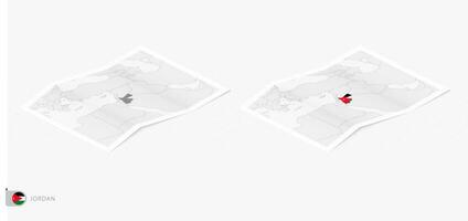 ensemble de deux réaliste carte de Jordan avec ombre. le drapeau et carte de Jordan dans isométrique style. vecteur