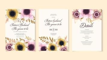 modèle d'invitation de noces de mariage de fleurs florales romantiques vecteur