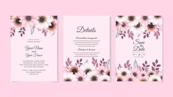 invitation de mariage rustique invitation florale merci, carte moderne rsvp. vecteur