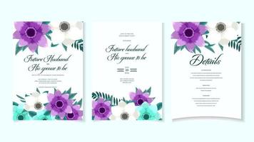 invitation de mariage floral botanique romantique fleur remercier rsvp réservez la date vecteur