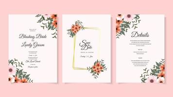 carte d'invitation de mariage fleurs mignonnes modèle de vecteur floral de mariage