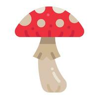 champignon vénéneux plat icône, vecteur et illustration