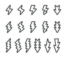 foudre ligne icône ensemble, vecteur et illustration