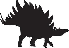 stégosaure noir silhouette isolé Contexte vecteur