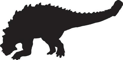 ankylosaurus noir silhouette isolé Contexte vecteur