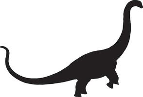 brontosaure noir silhouette isolé Contexte vecteur
