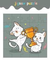 jeu de puzzle d'adorables chats sont gagnants vecteur