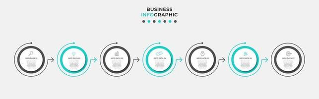 modèle de conception infographique avec icônes et 7 options ou étapes vecteur