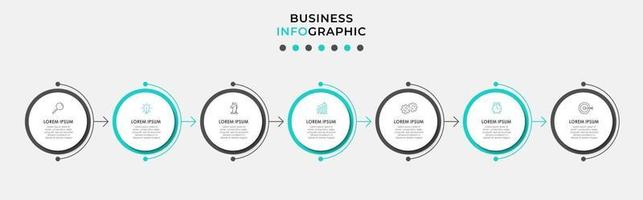 modèle de conception infographique avec icônes et 7 options ou étapes vecteur