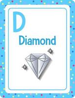flashcard de l'alphabet avec la lettre d pour le diamant vecteur