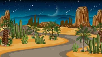 scène avec route à travers la forêt du désert vecteur