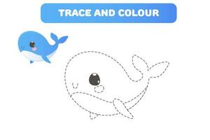 trace et Couleur avec mignonne mer personnage baleine vecteur