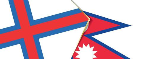 Féroé îles et Népal drapeaux, deux vecteur drapeaux.