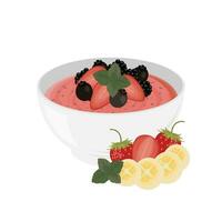 logo illustration de une rose fraise smoothie avec Frais fruit dans une bol vecteur