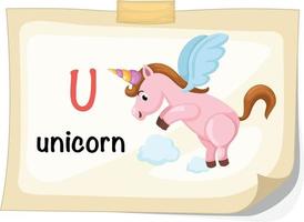 lettre de lalphabet animal u pour vecteur dillustration de licorne