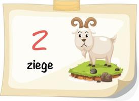 lettre de lalphabet des animaux z pour le vecteur dillustration de ziege