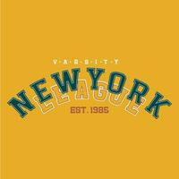 Nouveau york université ligue - rétro Etats-Unis Université Campus impression pour T-shirt. ancien nyc Brooklyn emblème sport emblème. plat vecteur illustration