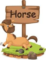 lettre de l'alphabet animal h pour cheval vecteur