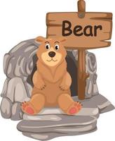 lettre de l'alphabet animal b pour ours vecteur
