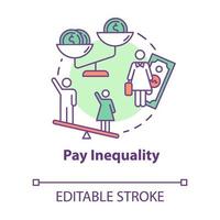 icône de concept d'inégalité de rémunération vecteur
