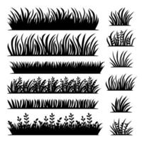 touffes d'herbe de vecteur de couleur noire