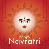 content navratri Créatif bannière Contexte conception avec déesse durga visage vecteur illustration