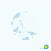 carte icône de palau. bleu carte de Océanie avec Souligné Palau dans rouge couleur. vecteur