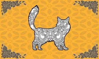 mandala de chat. éléments décoratifs vintage. motif oriental, vecteur. vecteur