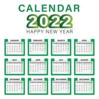 Calendrier 2022 anglais entièrement modifiable vecteur