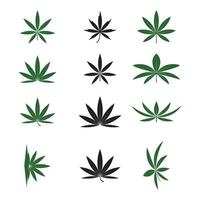 cannabis marijuana chanvre pot feuille silhouettes logo vecteur