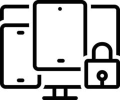 icône de ligne pour la sécurité multi-appareils vecteur