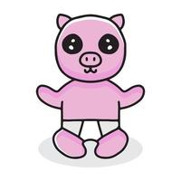 dessin animé de bébé cochon portant des couches. illustration pour t-shirt vecteur
