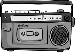 Croquis d'illustration vectorielle de lecteur radio cassette rétro classique vecteur