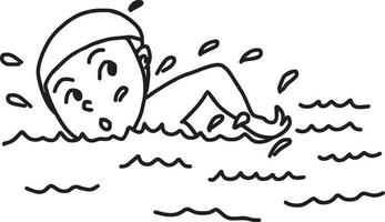 nageur - illustration vectorielle croquis dessinés à la main vecteur